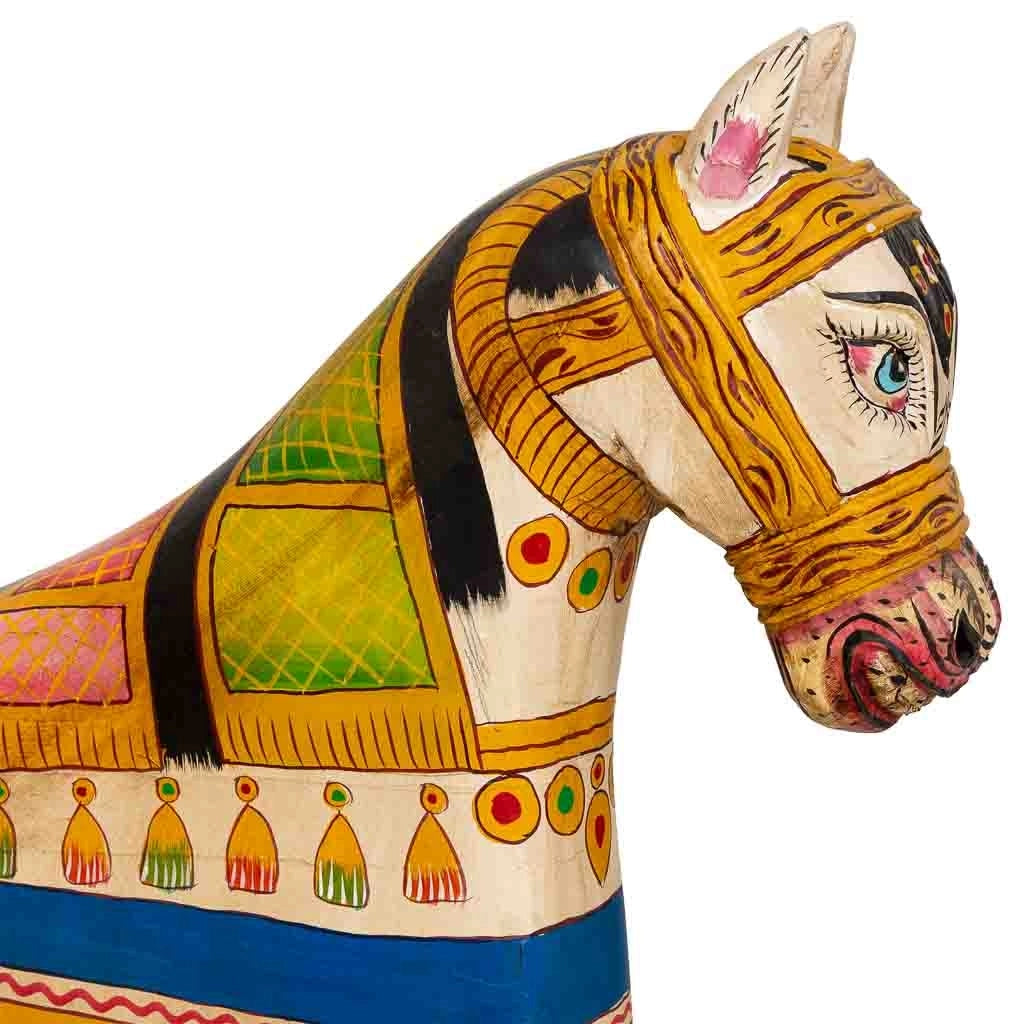 Panca artigianale in legno multicolore, 93x69x98h cm