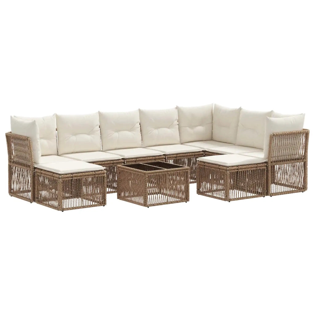 Set Divano da Giardino 10 pcs Beige polyrattan 3434445