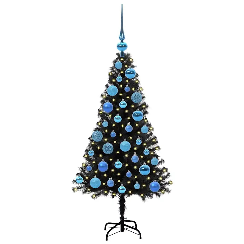 Albero di Natale con 150 LED con supporto Nero 120 cm PVC 3396463