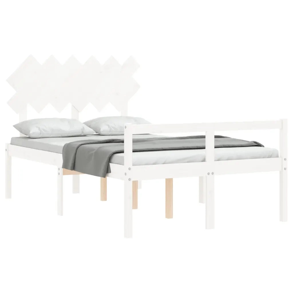 Letto per Anziani con Testiera Bianco Double in Legno Massello 3195522