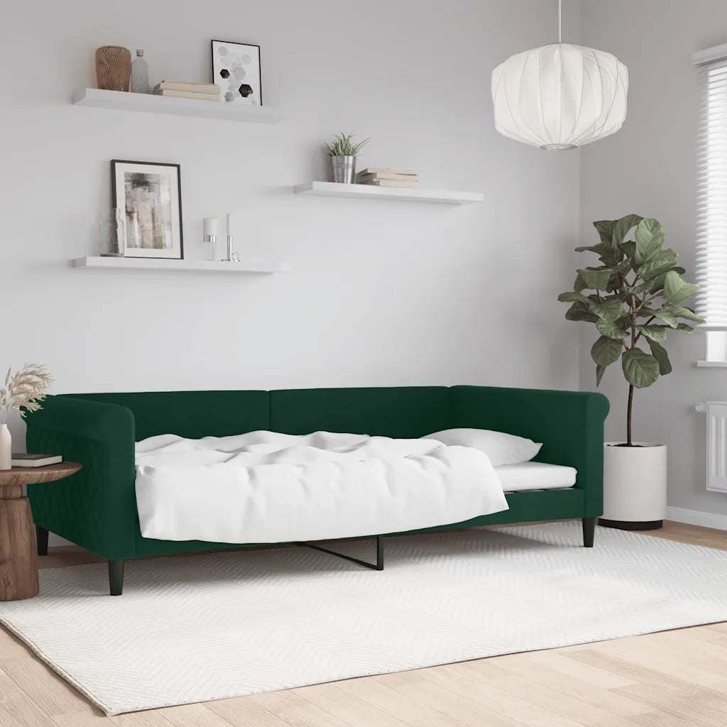 Letto da Giorno Verde Scuro 100x200 cm in Velluto