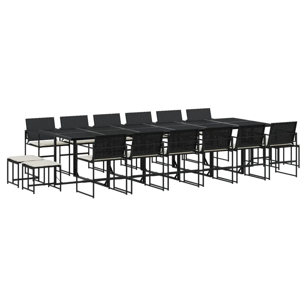 vidaXL Set da Pranzo da Giardino 17 pz con Cuscini Nero in Polyrattan