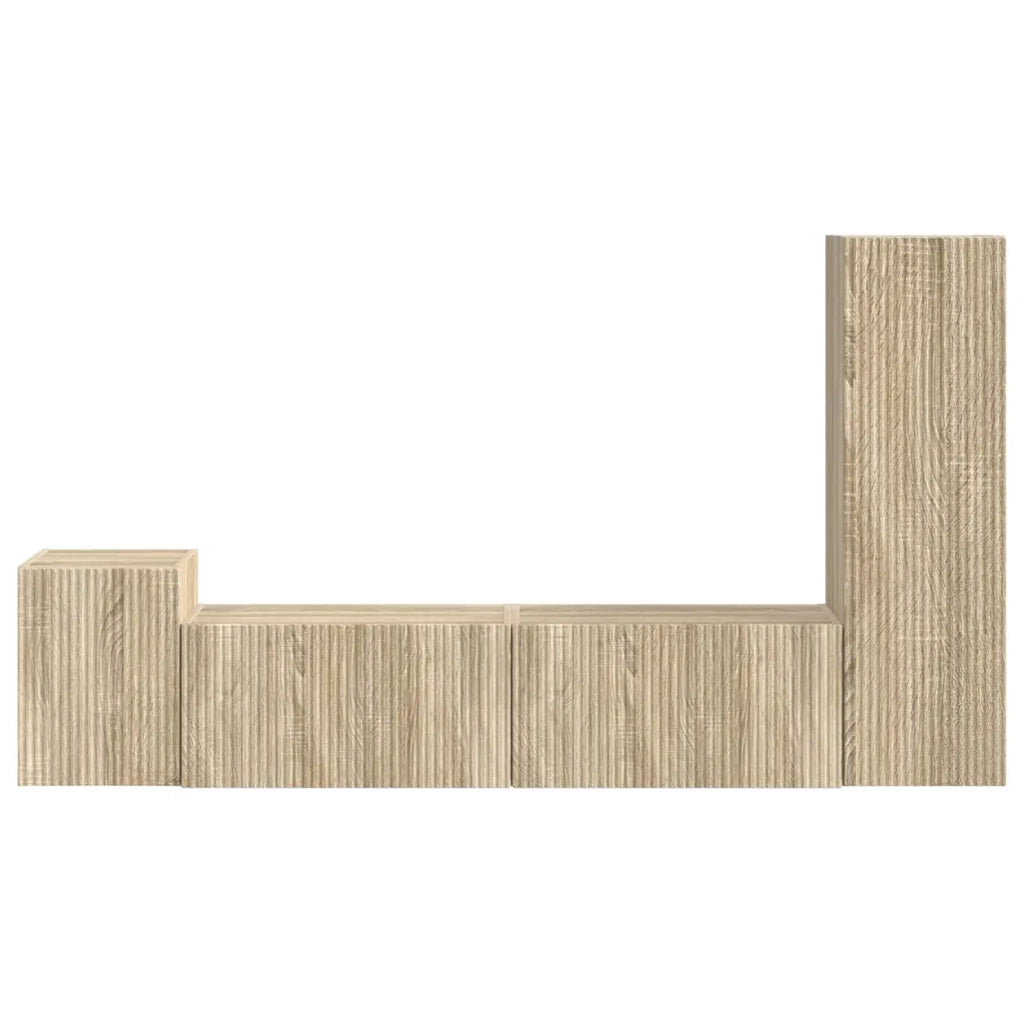 Set mobile TV 4 pz-Credenza per TV Rovere Sonoma Legno multistrato 690543