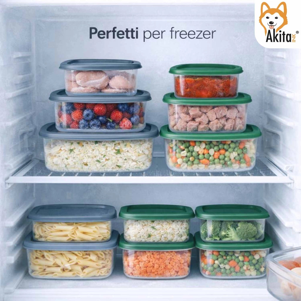 Akitaink 10 Contenitori Alimenti Rettangolari Coperchio