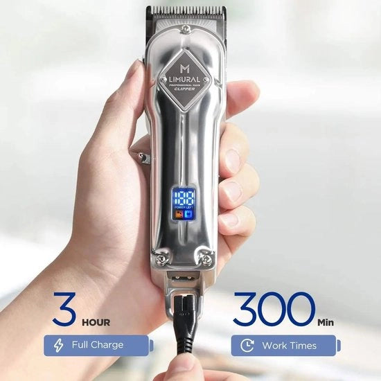 Tondeuse Luxe per Uomo - Trimmer Barba e Corpo - Groomer - Senza Fili - Tondeuse - Ricaricabile - Argento