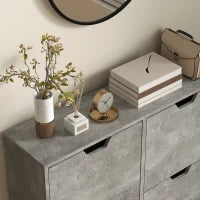 Mobile Scarpiera con 4 Cassetti Ribaltabili a 2 Livelli per 16 Paia, in Legno, 95x26x95 cm, Grigio