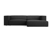 Cosmopolitan Design - Divano angolare destro "Arendal" 3 posti in ciniglia nero 