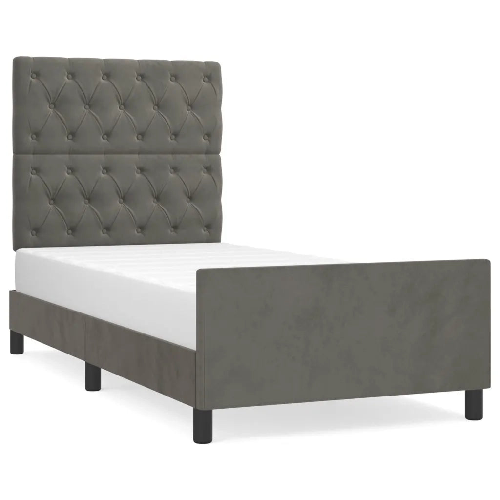 Giroletto con Testiera Grigio Scuro 80x200 cm in Velluto cod mxl 61061