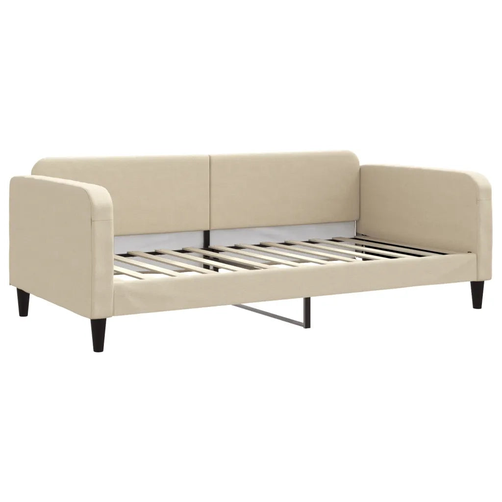 Divano Letto Estraibile con Cassetti Crema 100x200cm in Tessuto 3196861