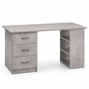 Scrivania Per Studio Con 3 Cassetti E 3 Vani A Giorno Scrittoio In MDF Resistente Dallo Stile Minimal Per Ufficio Cameretta E Smart Working 120 x 49 x 72 Cm Grigio Cemento