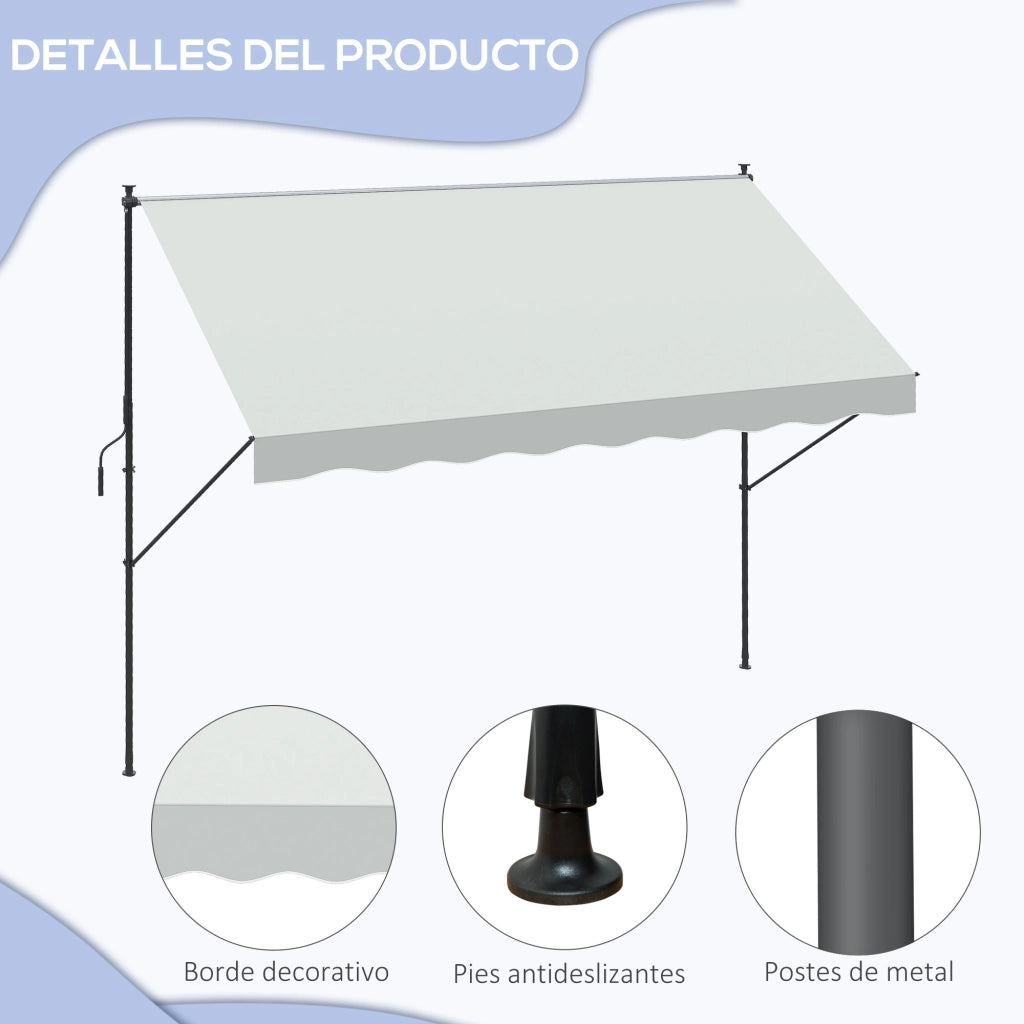 Toldo Retrattile Manuale per Balcone ¨C zephmum ¨C 300x175x210-310 cm Colore Crema
