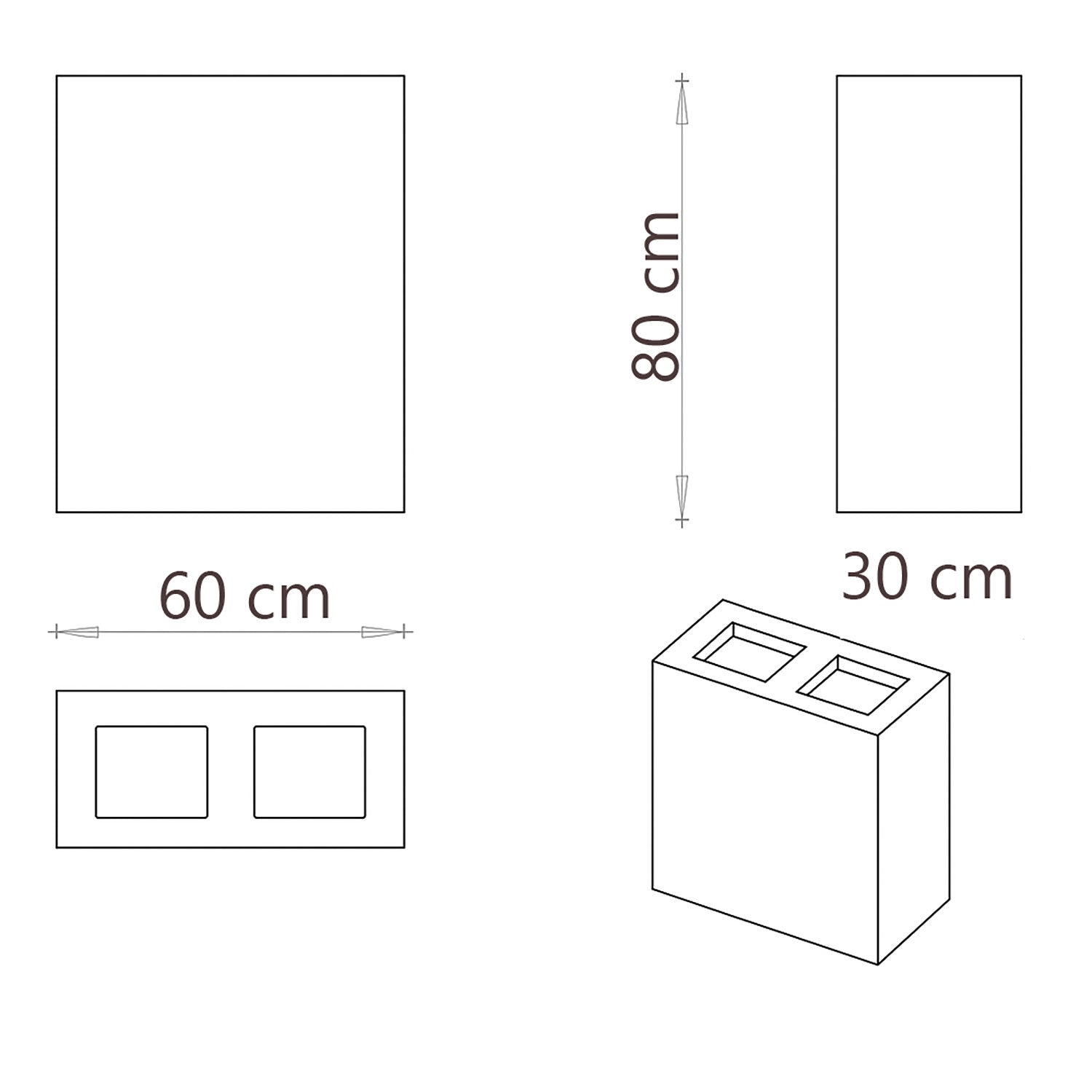 Pattumiera per Raccolta Differenziata 2 Scomparti Capacità 120 lt 60x30x80 cm in Acciaio Antracite