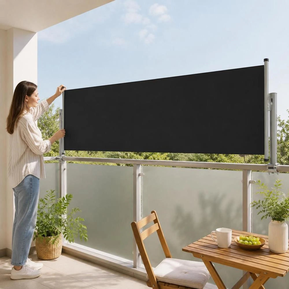 Extendable Side Awning 80x300 Cm Black