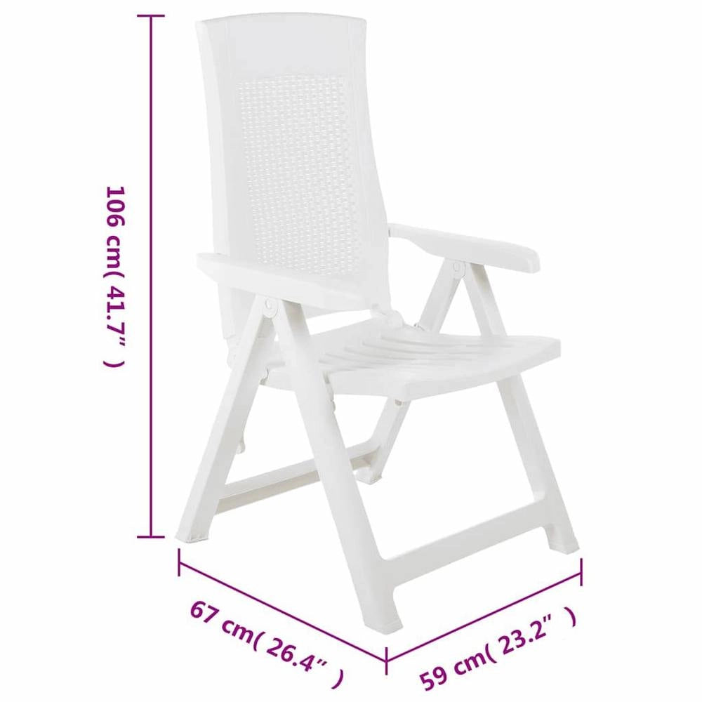 Adjustable Garden Chairs, 2 Pieces, Plastic, White