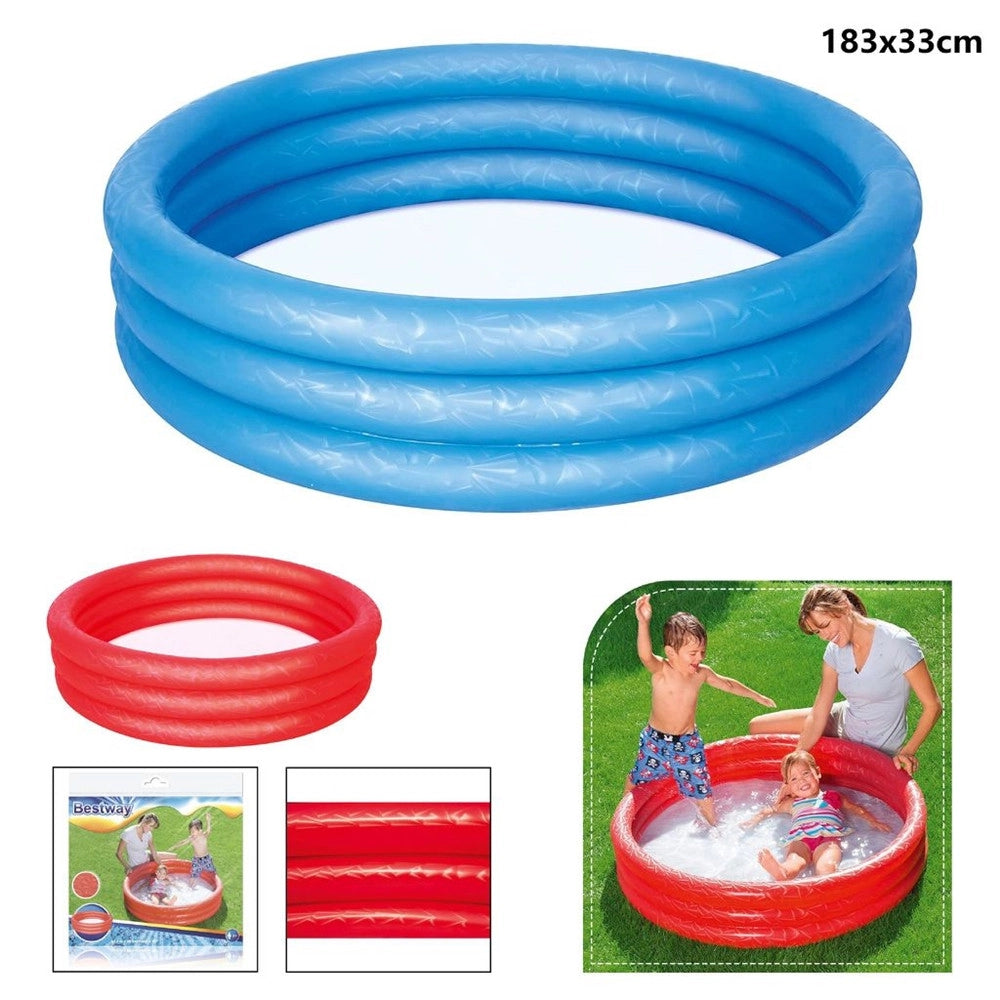 Trade Shop - Piscina Tinta Unita Effetto Ghiaccio Gonfiabile 3 Anelli 183x33cm Giardino 51027 -