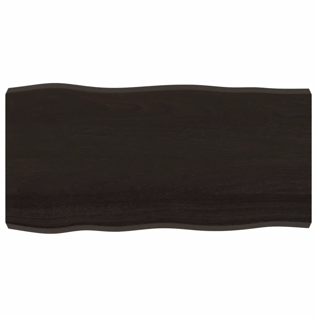 Piano Tavolo Marrone Scuro 100x50x(2-6)cm Rovere Non Trattato 364018