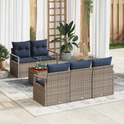 Set Divano da Giardino con cuscino 6 pcs Grigio polyrattan