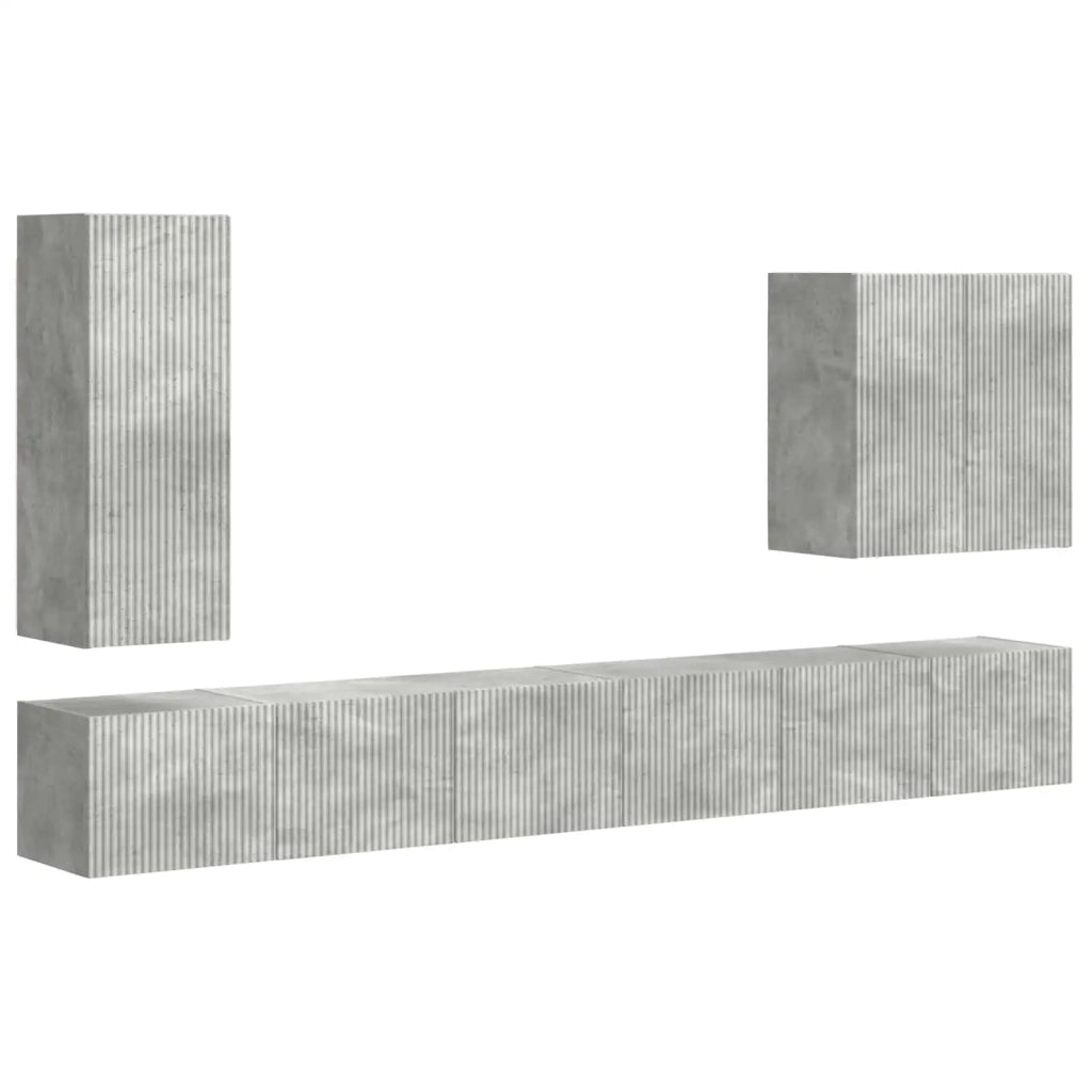 Set di Mobiletto da TV a Parete 6 pcs Grigio cemento