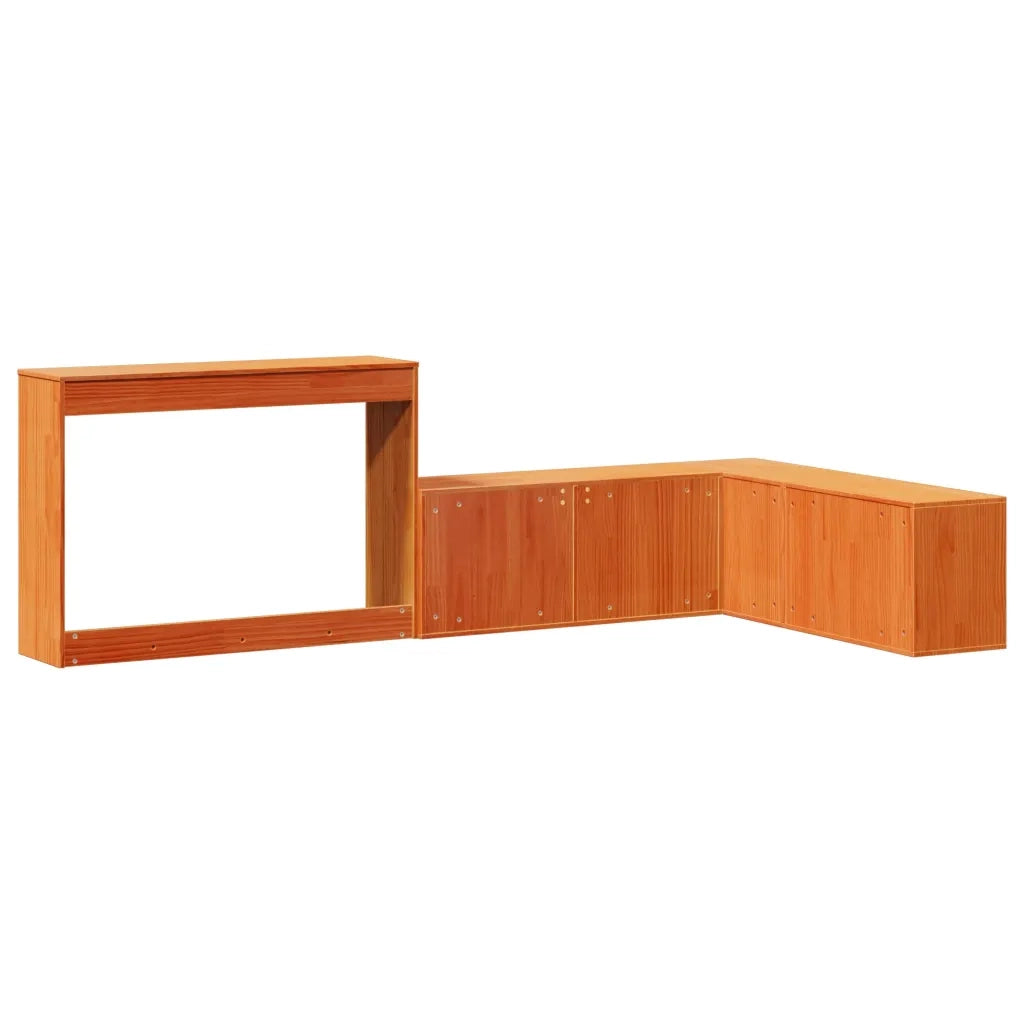 Comodino con Scrivania-Tavolino da notte Marrone Cera 232x122x75 cm Legno di Pino