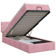 Letto ottomano con materasso Rosa 90 x 190 cm Velluto 3457622