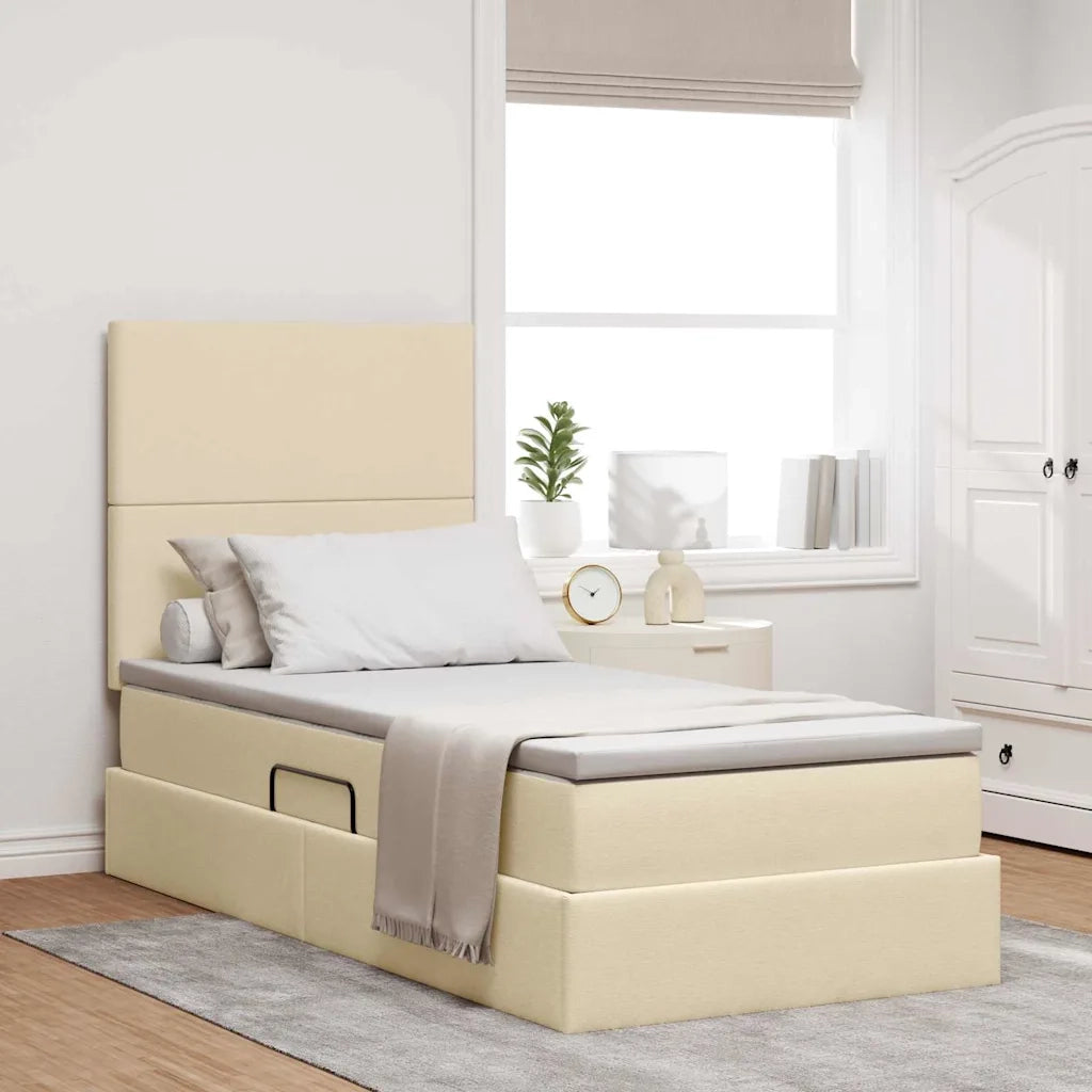 Letto con contenitore e LED Crema 90 x 190 cm Poliestere