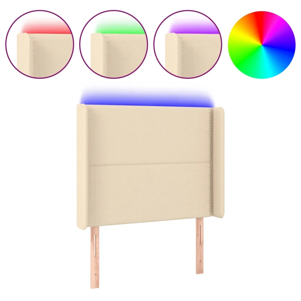 Testiera a LED crema 93x16x118/128 cm in Tessuto 3123895