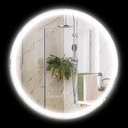 Specchio da bagno LED rotondo sospeso ¨C zephmum ¨C bianco argento 60x30x