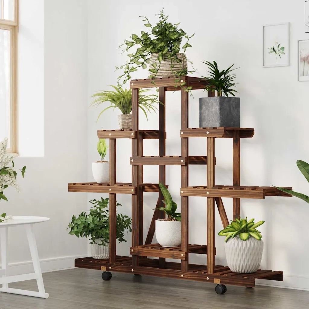 Portafiori | Sostegno per piante con Ruote 110x25x101 cm in Legno Massello di Abete