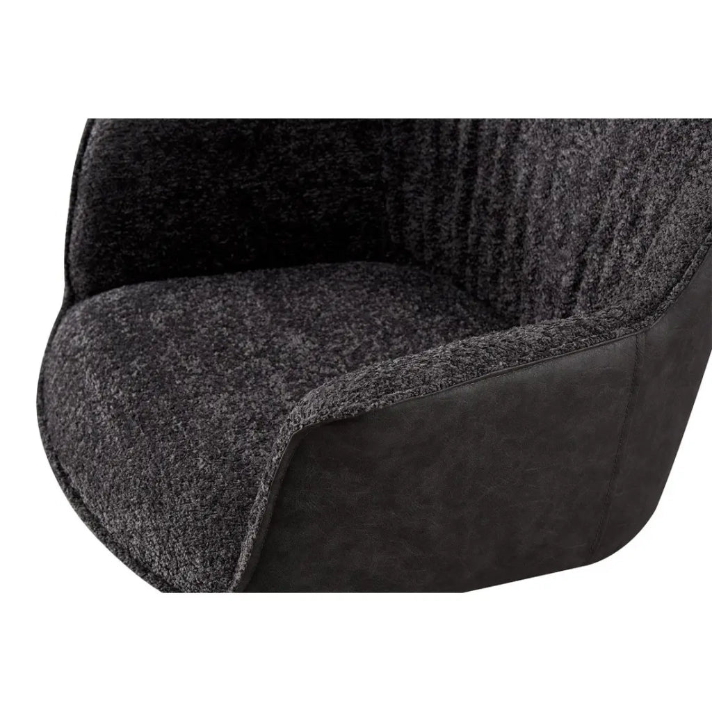 Sedia LUCIA – Bouclé Grigio & Schienale in PU Grigio chiaro – H82.5 × L62 × P63 cm – Stile design