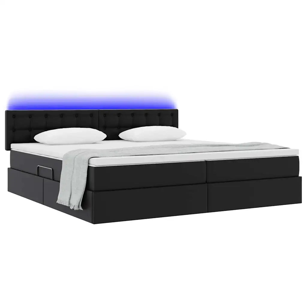 Letto con contenitore e LED con led Grigio chiaro 200 x 200 cm