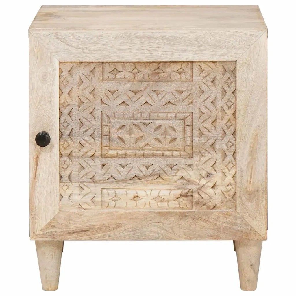 vidaXL Comodino Beige 40 x 33 x 46 cm legno massello di mango