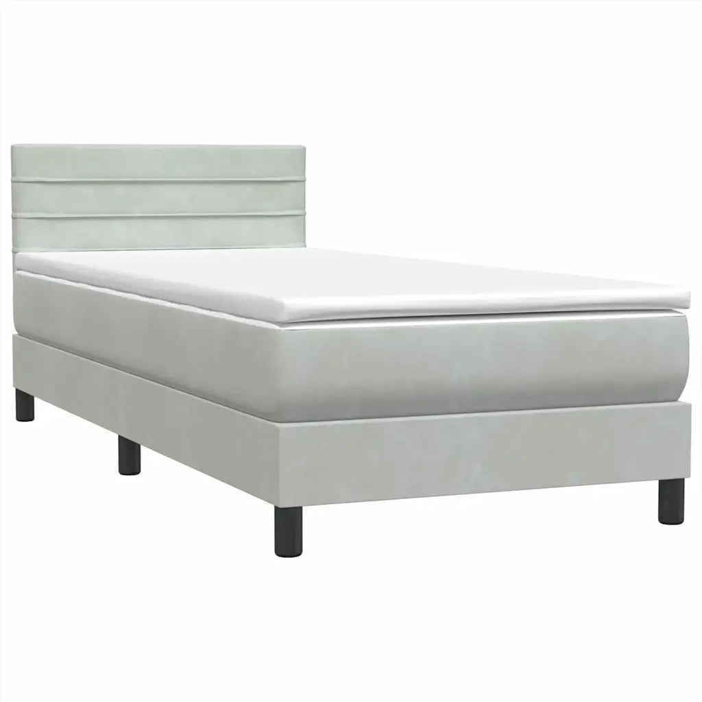 Giroletto a Molle con Materasso Grigio Chiaro 80x220 cm Velluto 3316329