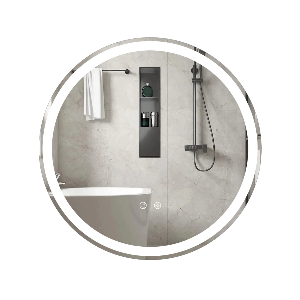 Specchio led bagno rotondo parete vetro temperato luminosit¨¤ regolabile, Specchio touch memoria anti-appannamento 60 cm