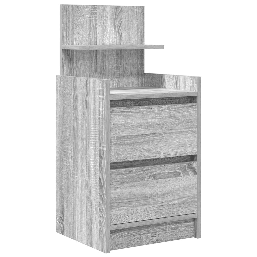 Comodino | Armadio da Notte | Mobiletto da notte con 2 Cassetti Grigio Sonoma 38x34x80 cm