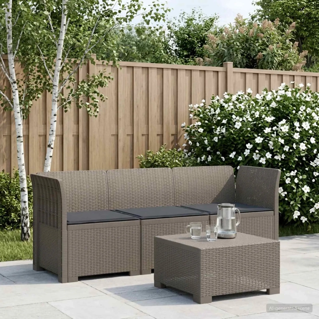 Divano da esterno-Divano da Giardino 3 posti con cuscini in look rattan PP 764471