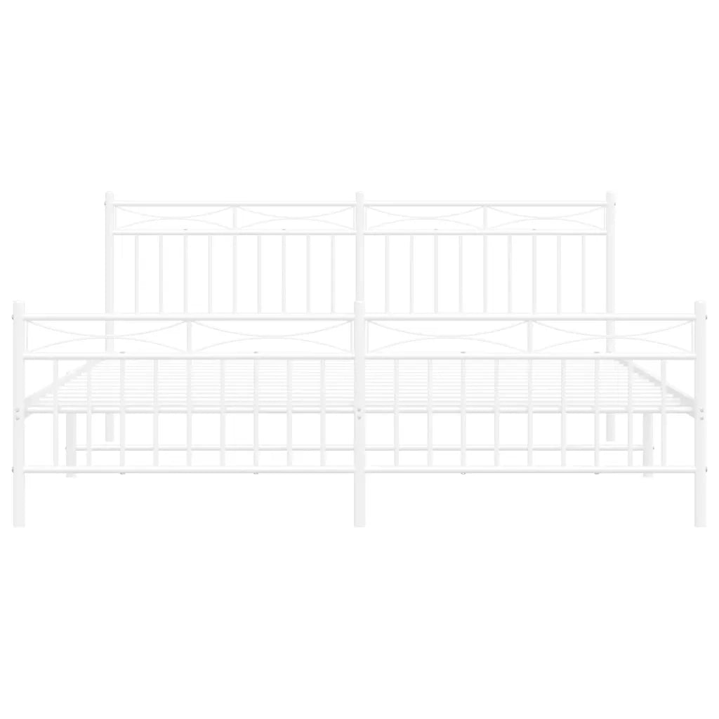Giroletto con Testiera e Pediera Metallo Bianco 183x213 cm 373763