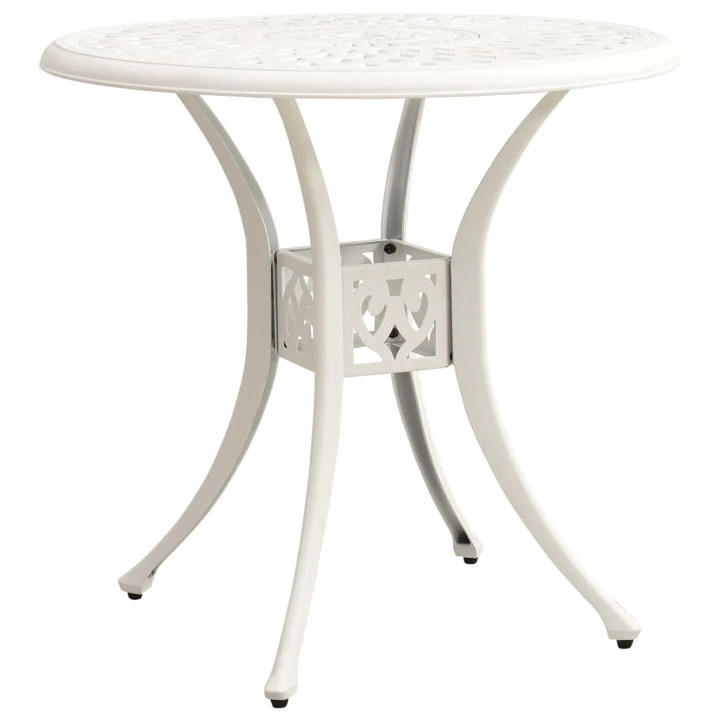 Set da bistrot da giardino composto da 5 pezzi in alluminio pressofuso bianco per esterni ideale per patio e giardino. Codice articolo: 02_0013530.