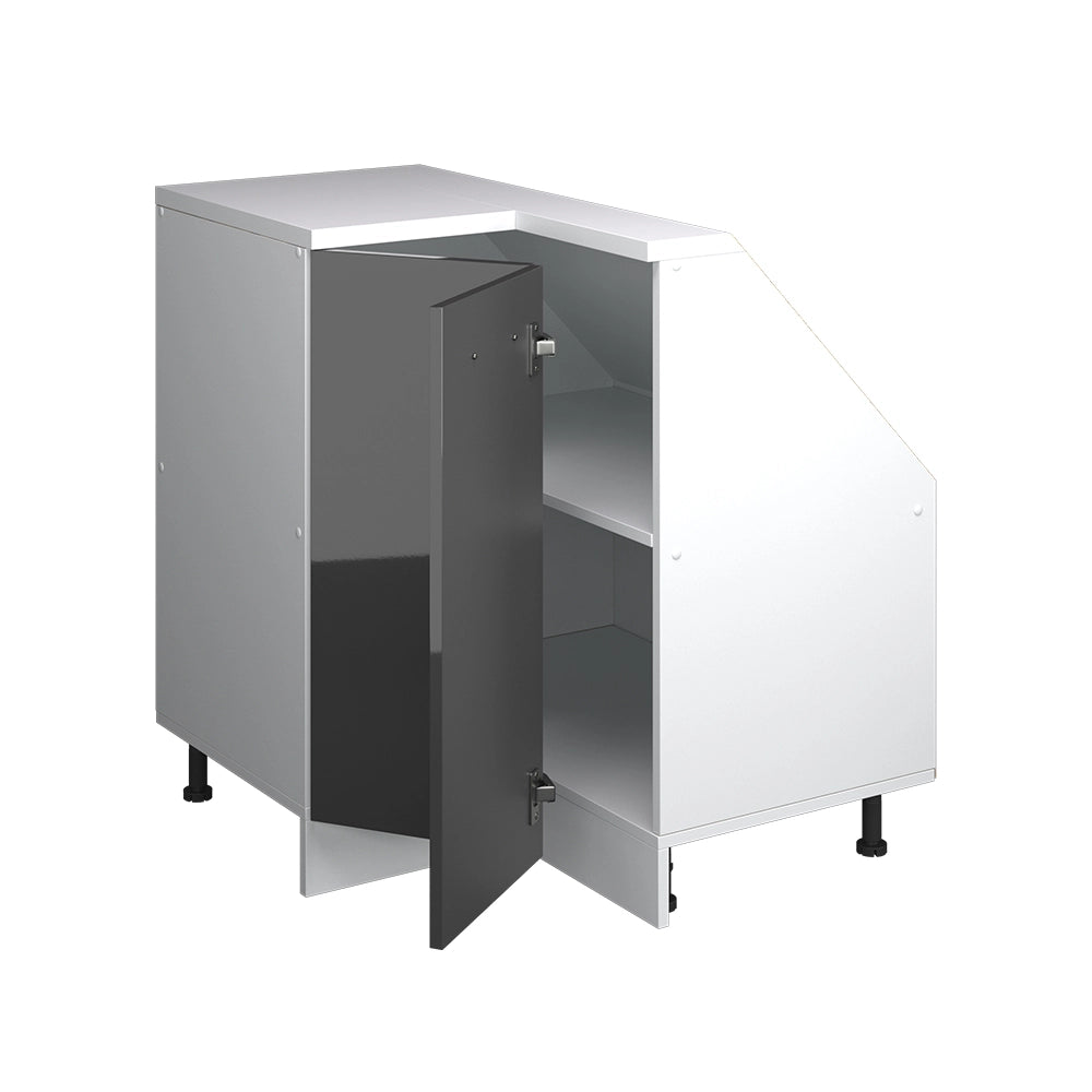Mobile sottotetto Mobile angolare Rion Antracite lucido/Bianco 75.6 x 83.8 cm con 1 porta Vicco