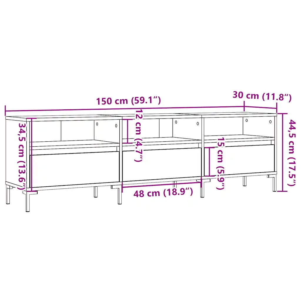 Mobile Porta TV Legno Antico 150x30x44,5 cm Legno Multistrato 857189