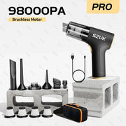 Pulitore auto a batterie - Minipulitore - Pulitore auto - Incl. borsa da trasporto - Incl. 6 diverse testine di aspirazione