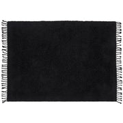 Tappeto rettangolare in cotone nero 140 x 200 cm con frange boho soggiorno camera da letto