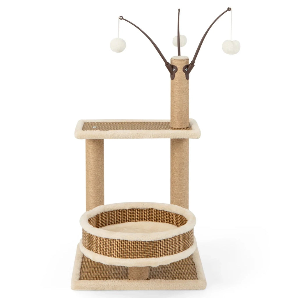 A partire da 1 torre multiuso per gatti 40 x 40 x 80 cm con tiragraffi giochi removibili stile moderno in MDF bianco 20_0014471
