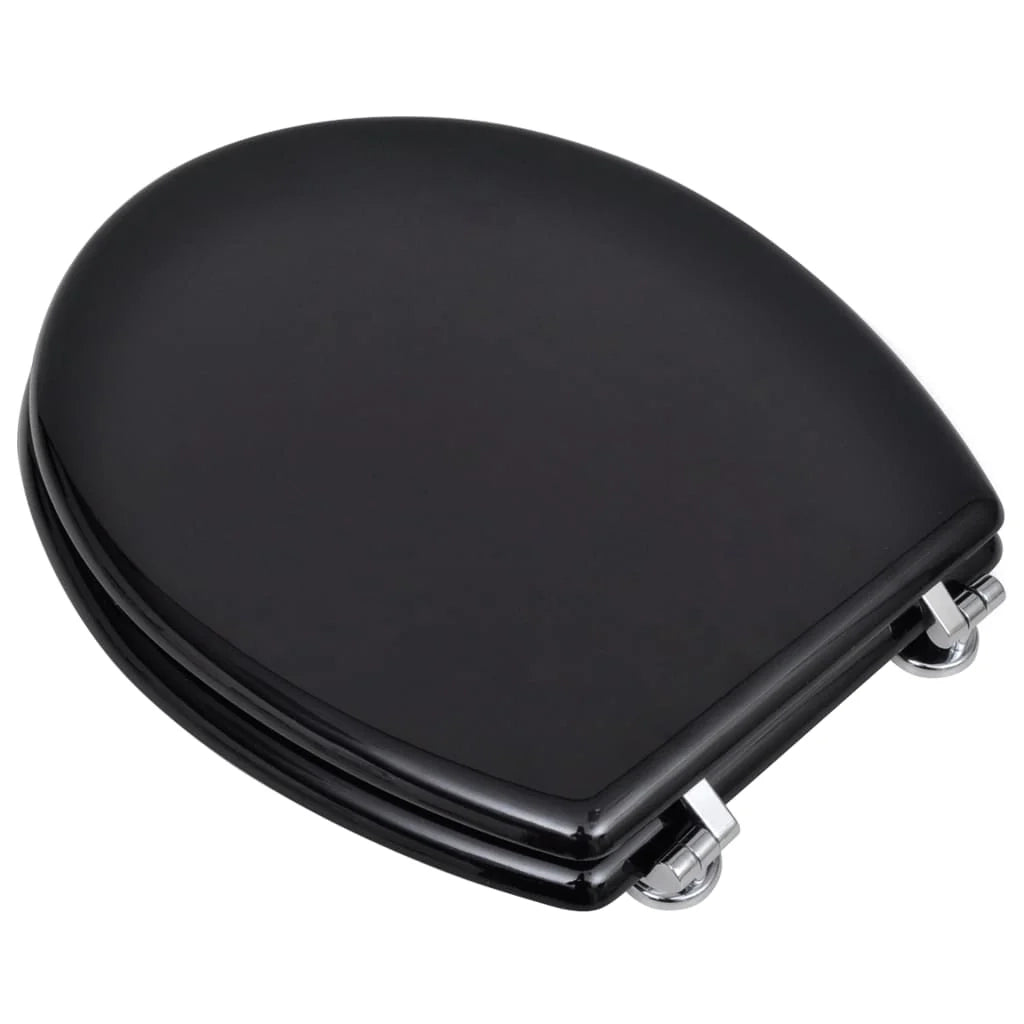Set di due sedili per WC con coperchio MDF Nero 02_0002945