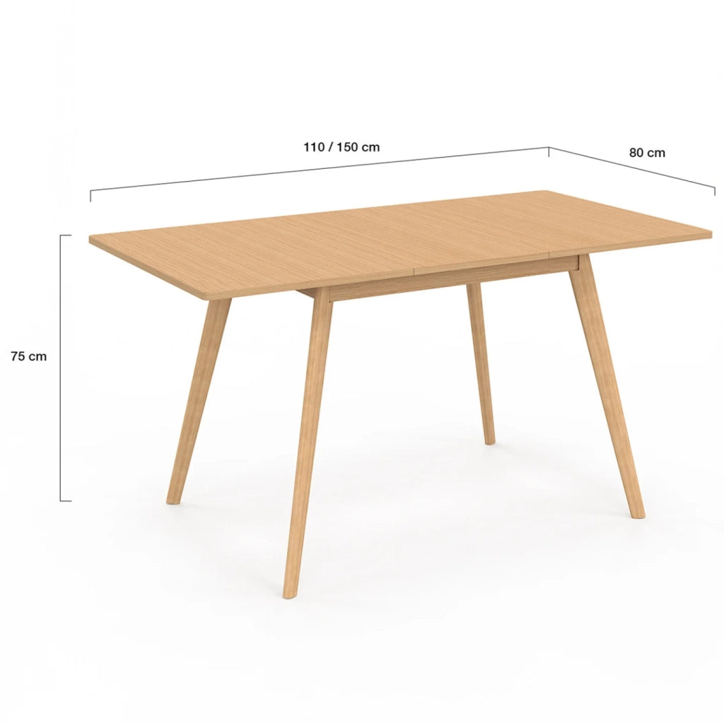 IDMarket - Tavolo da pranzo rettangolare allungabile NOOR 4-8 persone effetto legno 110-150 cm