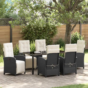 Set da Pranzo per Giardino con cuscino 7 pcs Nero polyrattan 3380306