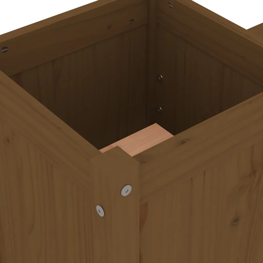 Panca da Giardino | Panchina Fioriera Marrone Ambra 180x36x63cm Legno Massello Pino