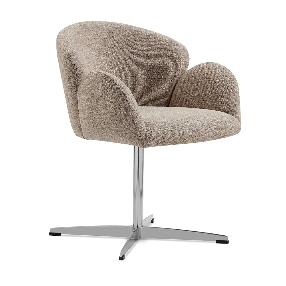 Sedia da pranzo girevole Moby Premium - Xylo - Struttura in acciaio inossidabile, altezza 48 cm, tessuto moka
