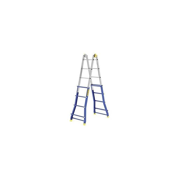 Colombo New Scal PRATIC4+4AA Pratic Scala Pieghevole 8 Gradini Zigrinati 3,6 m 100 Kg Piedini Antiscivolo colore Acciaio Inox