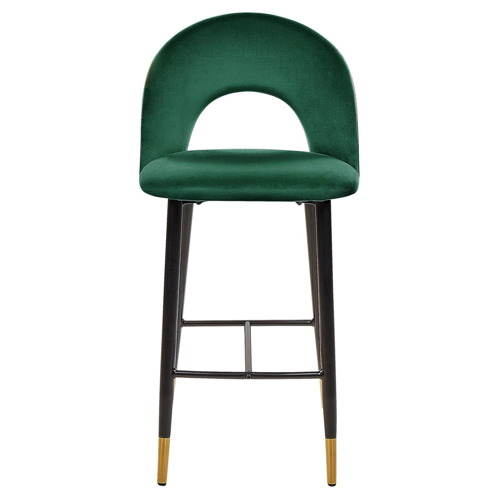 Set di 2 sedie da bar in velluto verde smeraldo stile retrò soggiorno accessori vintage