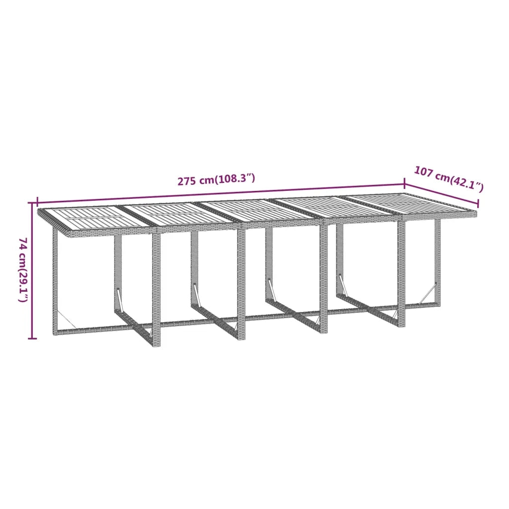 Set da Pranzo da Giardino 15 pz con Cuscini in Polyrattan Beige 3095609